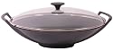 Le Creuset Cast Iron Wok with Glass Lid, Granite, 36 cm