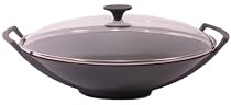 Le Creuset Cast Iron Wok with Glass Lid, Granite, 36 cm