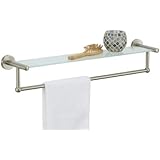 Organize It All Satin Nickel Glass Shelf with Towel Bar (16905)
