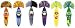 Kooky Klicker Pens Complete Set of 6 -Krew 3 Re-release