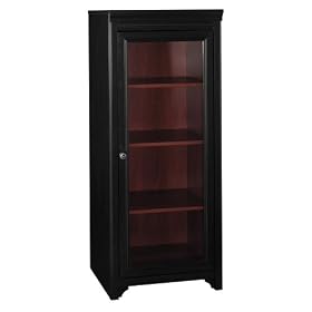 Bush Furniture Stanford Audio Cabinet, Antique Black/Hansen Cherry