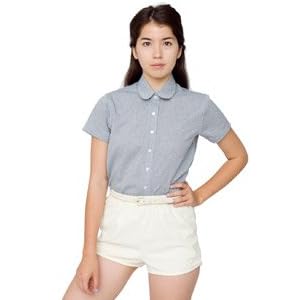 Buy American Apparel Chambray Round Collar Short Sleeve Button-Up Shirt