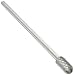 PFERD Cylindrical Carbide Bur, Long-Length, Uncoated (Bright) Finish, Double Cut, Radius End