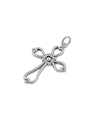 Sterling Silver Vintage Heart Cross Pendant Celtic Design Solid 925 Italy 39mm (Pendant ONLY)