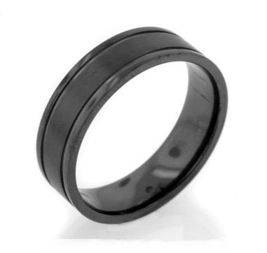 Mens Black Twilight Blackened Satin Finish Titanium Wedding Band Ring (Size 7,8,9,10,11,12,13,14,15)