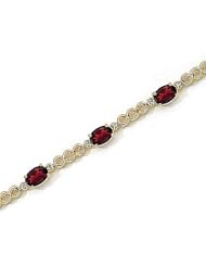 14kt Yellow Gold Oval Garnet and Diamond Bracelet