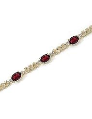 14kt Yellow Gold Oval Garnet and Diamond Bracelet