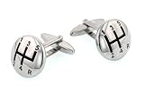 Novelty 5-Speed Gearshift Satin Silver Cufflinks with Presentation Box