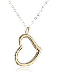 Duragold 14k Yellow Gold Open Heart Pendant Necklace, 18"