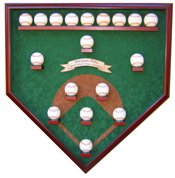 Signed Philadelphia Phillies 2008 World Series Champions 18 Baseball Di This Philadelphia Phillies 2008 World Series Champions Homeplate Shaped Display Case holds 18 baseballs, one for each position on the field plus 9 baseballs for additional players. This Display Case includes a Laser Burned Wood Plaque that states: Philadephia Phillies 2008 World Series Champions. Please note, this case can be 