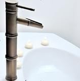 Single Handle Bathroom Bamboo Vessel Filler Faucet, Antique Brass
