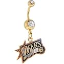 NBA Philadelphia 76ers Double Crystalline Gem Gold Belly Ring