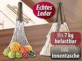 Produkt-Bild: PEARL Nylon-Netzeinkaufstasche mit sch&ouml;nem Lederhenkel