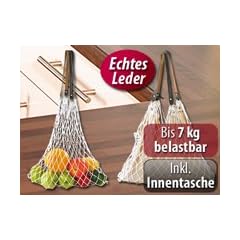 PEARL Nylon-Netzeinkaufstasche mit sch�nem Lederhenkel