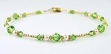 Peridot - August Beaded Anklets: Swarovski Crystal Birthstone Jewelry. Adjustable 14K Gold Filled Ankle Bracelets