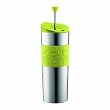 Bodum Insulated Stainless-Steel Travel French Press Coffee and Tea Mug, 0.45-Liter, 15-Ounce, Green