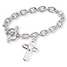 Sterling Silver Heart Cross 7.5-inch Toggle Bracelet