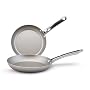 Farberware Premium Twin Pack: 8 Inch and 10 Inch Shallow Skillets, Platinum
