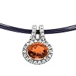 14K White Gold Fire Opal and Diamond Pendant