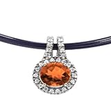 14K White Gold Fire Opal and Diamond Pendant