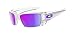 Oakley Men's Iridium Fuel Cell Rectangular Sunglasses,Polished Clear Frame/Violet Iridium Lens,one size