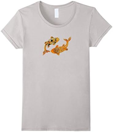 Women's Koi Fish T-Shirt - Chinese Koi Carp Fish Graphic Shirts Small Silver