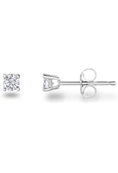 SPOIL CUPID Rhodium Plated 925 Sterling Silver AAA CZ Simulated Diamond Basket Prong Set Stud Earrings