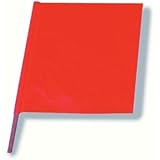 Cortina 03-229-3417 Vinyl Handheld Warning Flag, 18" Width x 18" Height, Red on Orange