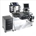 Leda Desk DL-GPC77, DL-KG02 Glass Series 24" W Computer Workstation and File Cabinet