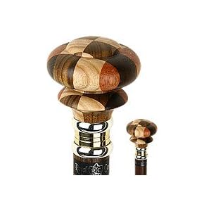 ROYAL CANES Mad Hatter Multi Wood Knob Handle Walking Stick With Wenge Wood Shaft and Two Tone Collar