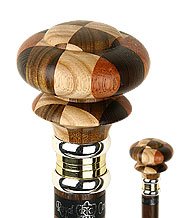 ROYAL CANES Mad Hatter Multi Wood Knob Handle Walking Stick With Wenge Wood Shaft and Two Tone Collar