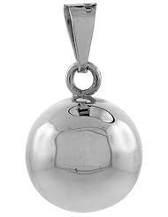 Sterling Silver Harmony Ball Pendant, 3/4 inch with snake chain.
