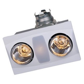 Aero Pure Bathroom Fans A515AW Aero Pure Fan- A515AWhite-2 Bulb Quiet Bathroom Heater Fan with Light
