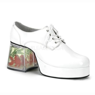 Herren Plateau-Schuhe mit Aquarium-Absatz - Funtasma Pimp-02 Weiss Größe: L