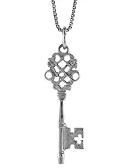 Sterling Silver Key Pendant, 1 1/8 inch Tall