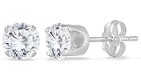 1/2 Carat TW Round Solitaire Diamond Stud Earrings in .925 Sterling Silver