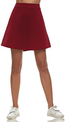 BOYLYMIA Golf Women's Vintage Sport High Waist Tennis Skirt Shorts(Wine Red,Medium)