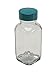 Vestil BTL-SW-G-2-CS Wide-Mouth Square Glass Bottle with Green Cap, 2 oz Capacity, Clear (Pack of 12)