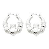 Silver Claddagh Hoop Earrings - 35mm (1-3/8)
