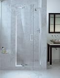 KOHLER K-702011-L-SH Purist Frameless Pivot Shower Door, Bright Silver