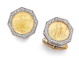 14K Gold Cuff Links with Authentic American Eagle Gold Coins