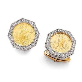 14K Gold Cuff Links with Authentic American Eagle Gold Coins by 