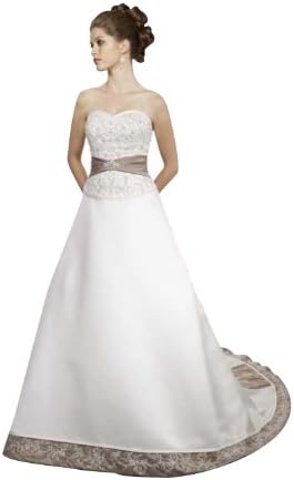 Classic A-Line/Princess Sweetheart Court Train Wedding Dress With Embroidered/Sash Zipper-up Satin 18 White