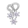 Sterling Silver Pendant - Flowers And Ribbons - Lavender / Clear Cubic Zerconia - 41mm Height