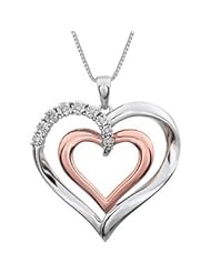 STER_RGP 14k Rose Gold Plated Sterling Silver 18" .06ctw Diamond Heart Necklace