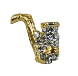 Petite Cubic Zirconia Gemstone Saxaphone Pin - Fashion Brooch