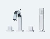 Tub Faucet Square Contemporary Design with Pull-out Hand Shower New #5104