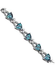 .08 ct 16-5X5 Trillion Blue Topaz White Bracelet