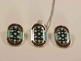 Zuni Pendant and Matching Earrings