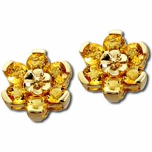 14kt Yellow Gold Floral Citrine Earrings